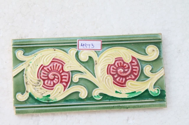 Japan antique art nouveau vintage majolica border tile c1900 Decorative NH4373 10