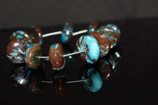 14-16MM A++ 100% Natural Turquoise Smooth Rondelle Untreated Gemstone 7" Beads