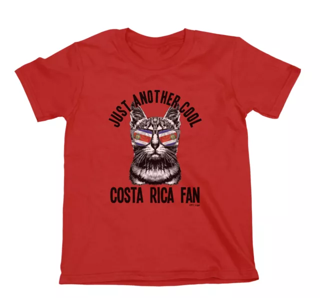 COSTA RICA COOL CAT Fan Football T-Shirt 2022 Baby Mens Kids ORGANIC World Cup