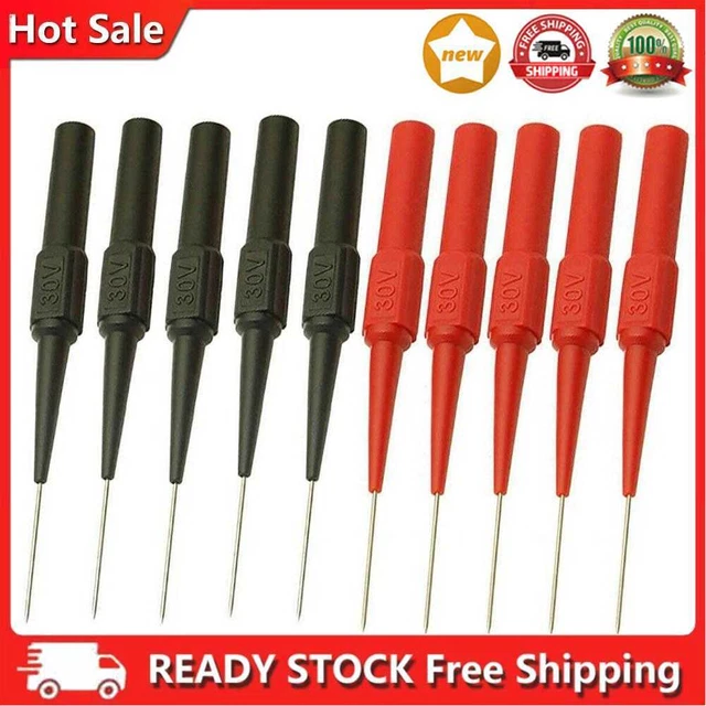 10pcs Insulation Piercing Needle Sensitive Multimeter Test Probe for Banana Plug