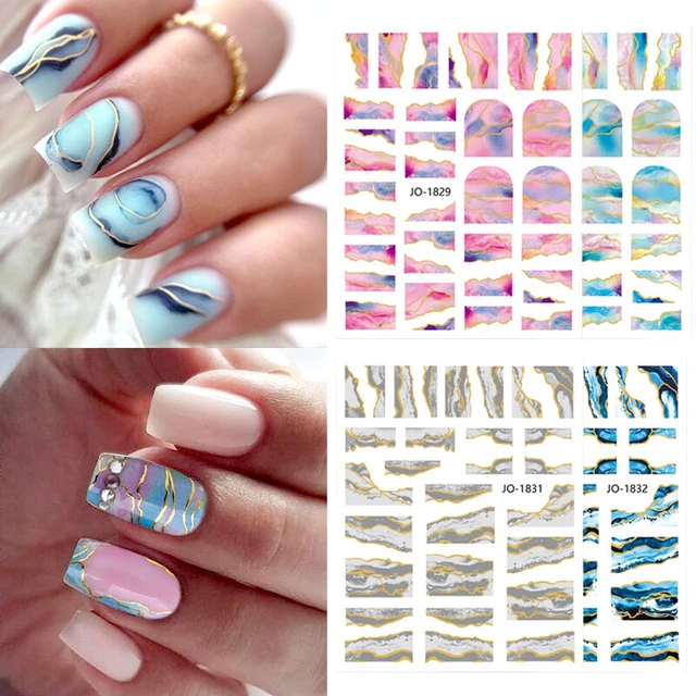 ✿ Pegatina para uñas bronce mármol pegatina manicura flores irregulares *