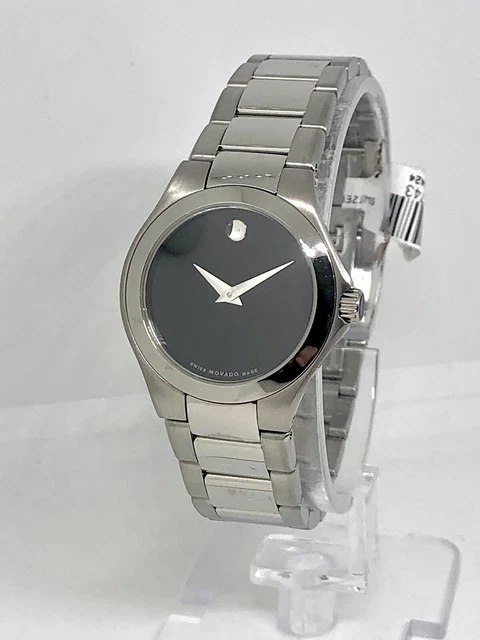 MOVADO 28MM Stainless Steel Black Dial Women's Watch 0605618