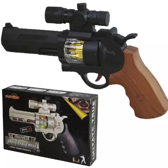 Kids Childs Fun Army Realistic Firing & Reloading Sounds Toy Revolver Pistol Gun