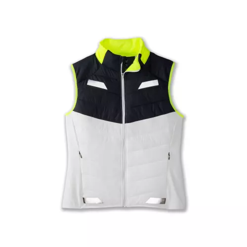 BROOKS RUN VISIBLE INSULATED VEST W GILET DA RUNNING DA DONNA white/asphalt