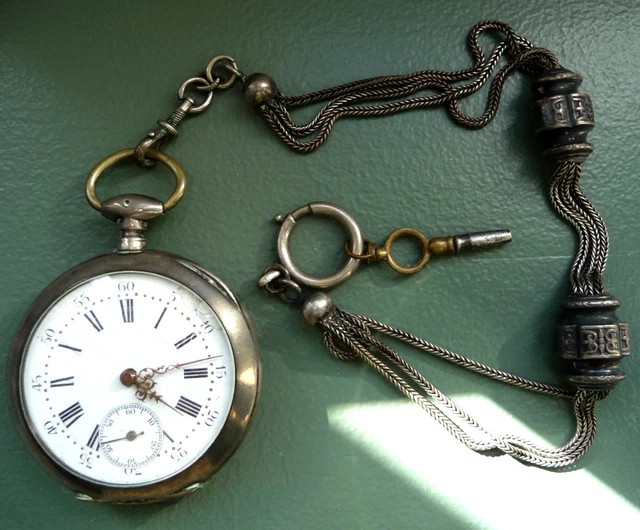 Montre Gousset Mécanique Ancienne Avec Chaîne Chatelaine - Marque MOD, Occasion Fonctionnelle