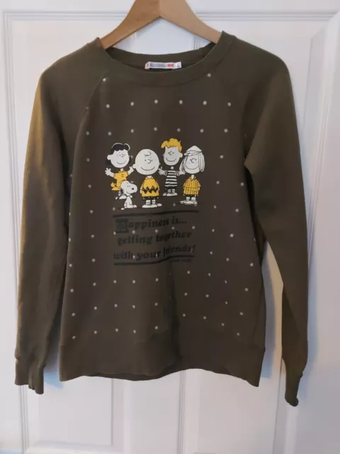 UNIQLO Japanese PEANUTS Charlie Brown Snoopy Jumper Green Sweatshirt Ex. Cond.