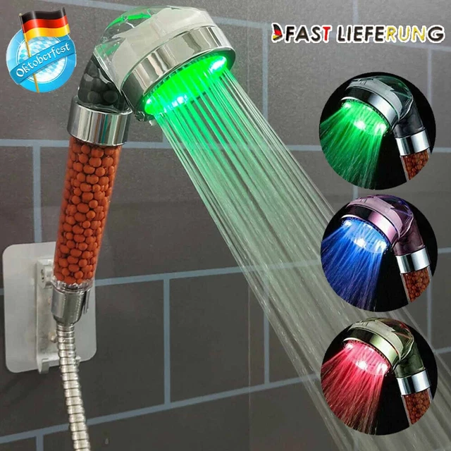 LED Duschkopf Bad Hand 7 Farben Farbwechsel Handbrause Duschkopf mit Filter
