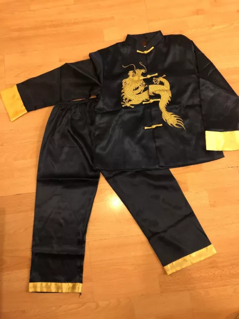 Boys Blue Satin Chinese Suit Aged 5-6 Years Old