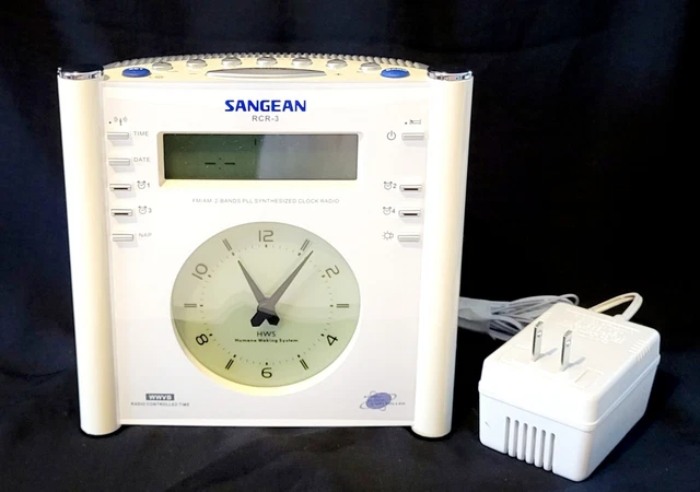 Sangean RCR-3 FM/AM PLL Clock Radio Atomic Controlled 2 Bands Tested