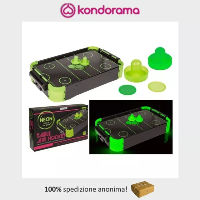 Gioco air hockey da tavolo per ragazzi fluorescente che si illumina al buio FLUO