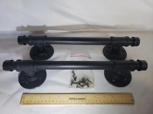 2 Pack 15.5" Inch Pull Flush Barn Door Handle Set Rustic Industrial Black Pipe