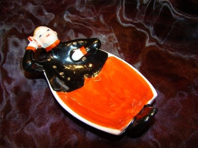 Cuenco Pierrot Botones Art Deco-alemán Estilo Art Nouveau Estilo Porcelana