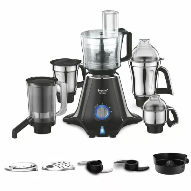 Preethi Zodiac MG-218 mixer grinder, 750 watt, Black/Light Grey, 5 jars - 3 In 1