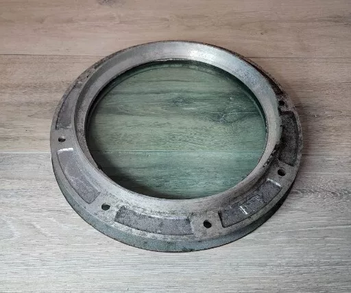 Large Steel Ship Porthole W Round Window Approx 13.5 Inches