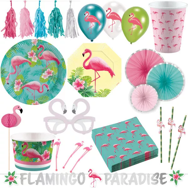 Flamingo Sommer Party Dekoration Set Deko Kindergeburtstag Geburtstag Hawaii