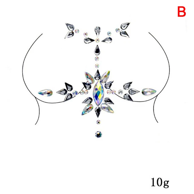 Adesivi Tatuaggio Falsi Gioielli Petto Cristallo Viso Deco Diamante Acrilico Strass Rd