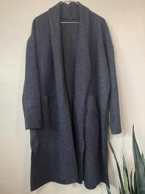 Eileen Fisher Lightweight Boiled Wool Coat in Regenerative Wool Gray - Large?