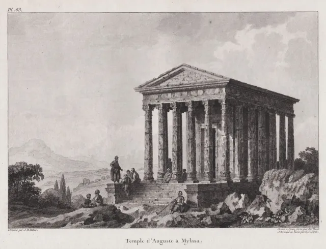 Milas Temple of Augustus Mugla province Turkey Türkei Kupferstich Choiseul 1782