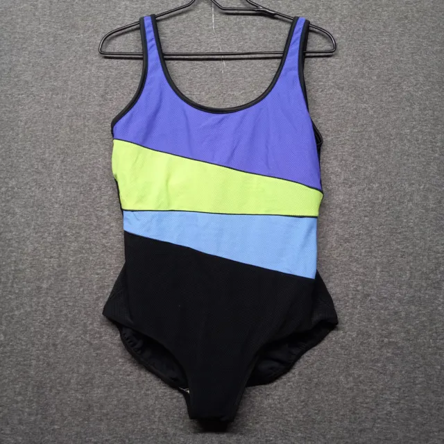 VTG Maillot Baltex Body ID - One Piece Swim suit - SIZE 16 WOMENS - Green/Blue.