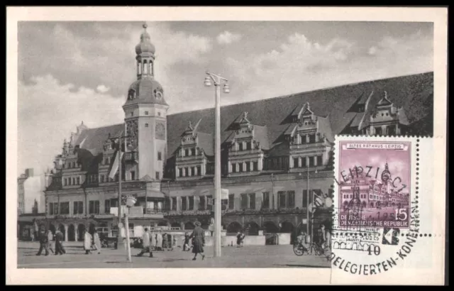 Maximumkarte DDR Mi.Nr.  493 - Rathaus Leipzig - 1955