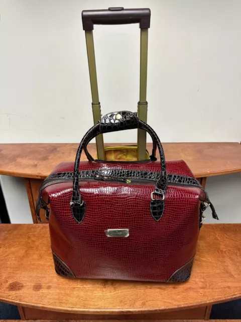 New Samantha Brown Baby Croc Wheeled Get-A-Way Rollingbag  Carryon Burgandy
