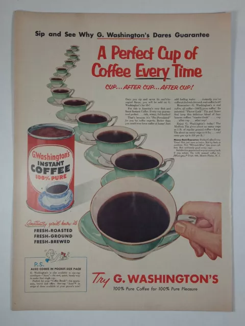 1950's G. Washington's Instant Coffee Perfect Cup Vintage Print Ad