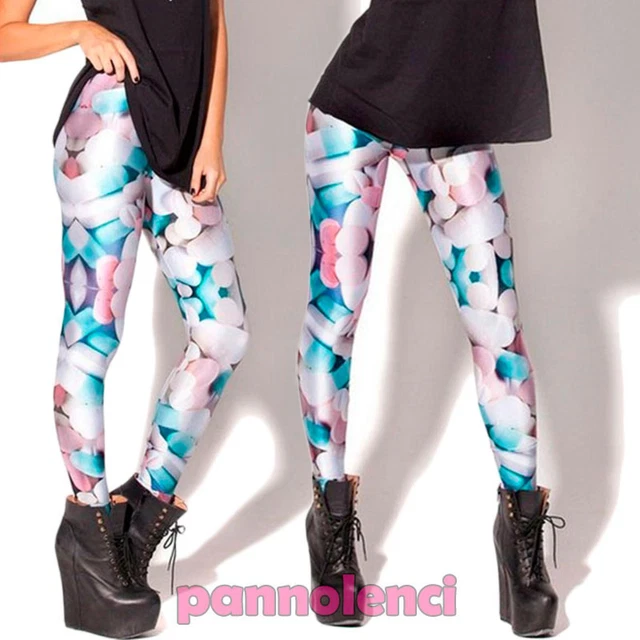 Leggings leggins donna fantasia PILLOLE pills aderenti pantaloni nuovi DL-1048