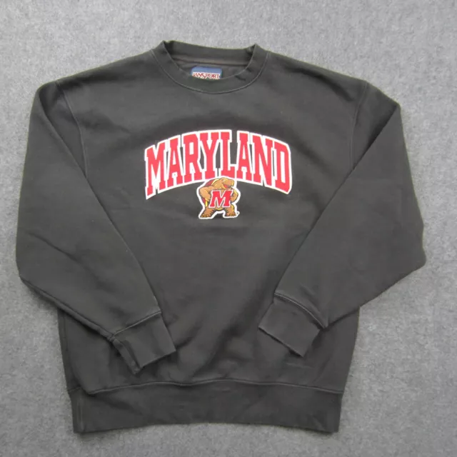 VTG Maryland Terrapins Sweatshirt Mens Large Black Crew Neck Sweater