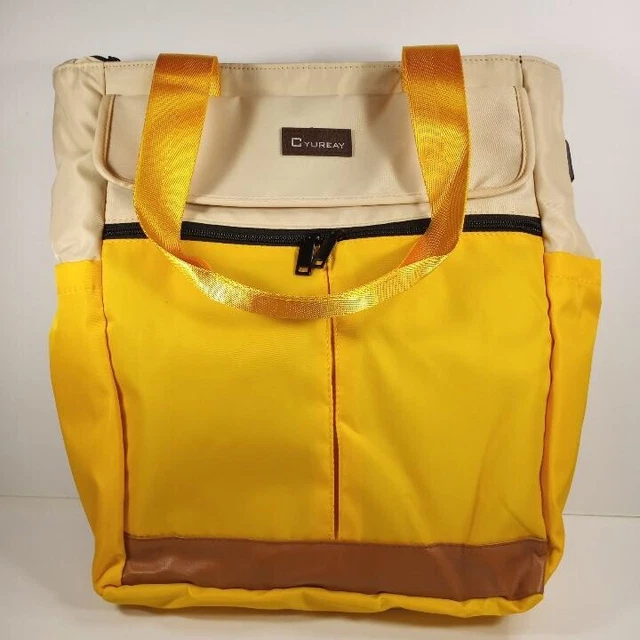 LAPTOP BAG Convertible Tote Daypack Backpack Travel Casual Women Yellow CYUREAY