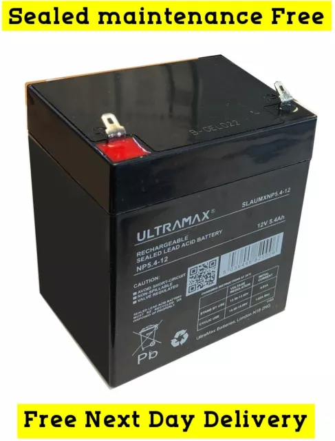 12V 5.4ah replaces NP5-12, RT1250 6-FM-5 - Sealed Lead acid Rechargeable battery