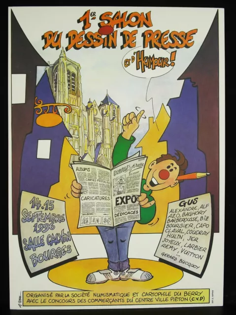 Cartel Original 1er Salón Del Dibujo De Pisa- Y Humor 1996 Bourges Gus