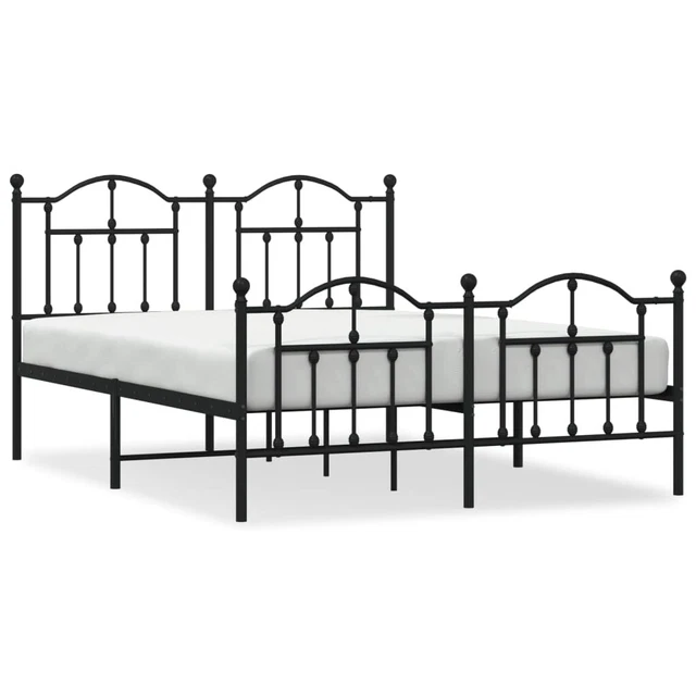 VIDAXL METAL BED Frame without Mattress with Footboard Black 150x200cm