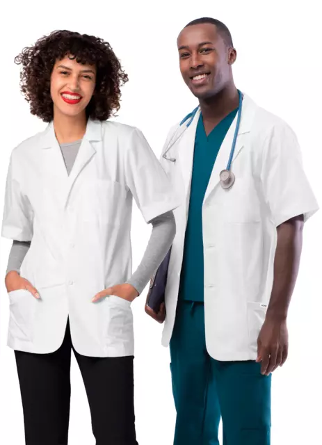 Adar Universal 31" Unisex Short Sleeve Consultation Scrub Coat