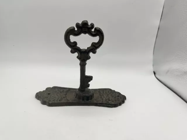 Skeleton Key in Lock Hook Coat Towel Hanger Cast Iron Victorian - Black 5.5” 3