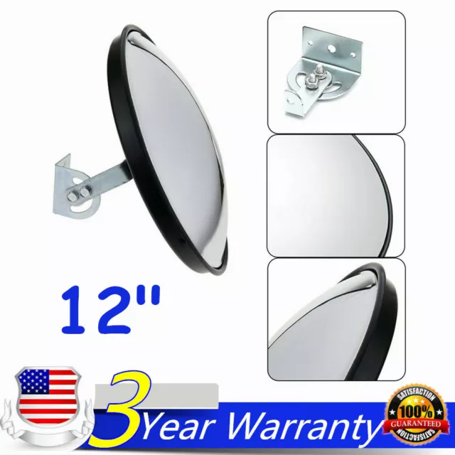 12" Traffic Convex Mirror Wide Angle Safety Mirror Driveway Outdoor Security USA