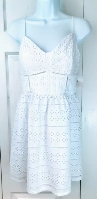 Trixxi White Juniors Size 11 Strappy Summer Dress Eyelet Short Fit N Flare New