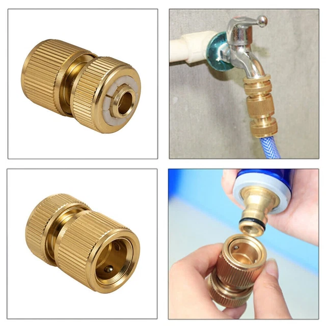 2 Paar Messing Schlauchverbinder 3/4 Zoll - Wasserdichte Gartenkupplung