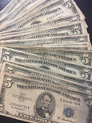 1953 Well Circulated Five Dollar ($5) Silver Certificate Bill - Buying 1 Note 2