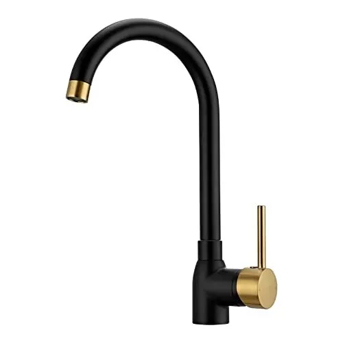 Kitchen Sink Mixer Tap Monobloc Modern Style 360 Swivel Gooseneck Spout Single