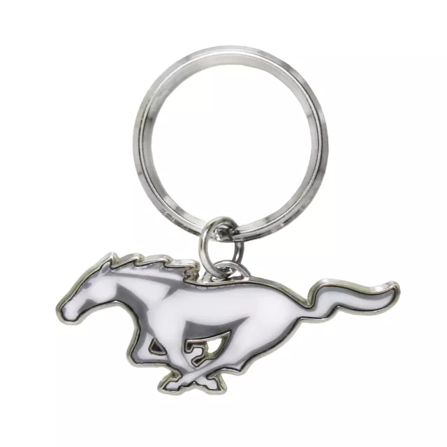 Ford Mustang White Pony Logo Metal Key Chain, Key Charm, Keychain, 2000 to 2018
