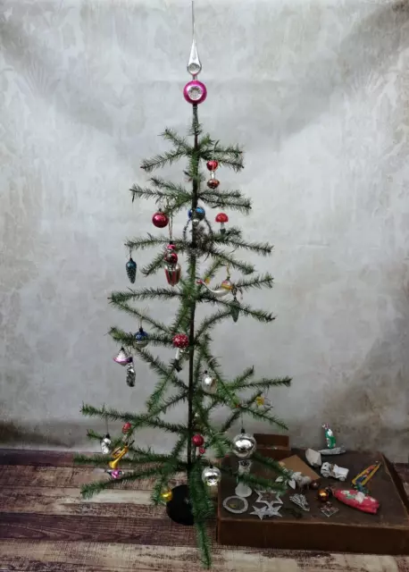 Antiker Gansfederbaum mit Schmuck 135cm Weihnachtsbaum Weihnachten Christbaum