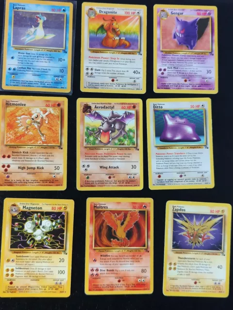 Pokemon Fossil Set Bundle Of Holo Rares WOTC Vintage 1999 Gengar Dragonite Cards