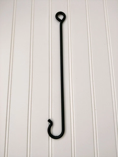 Amish forged wrought iron 12" extension hook - strong sturdy hand crafted metal