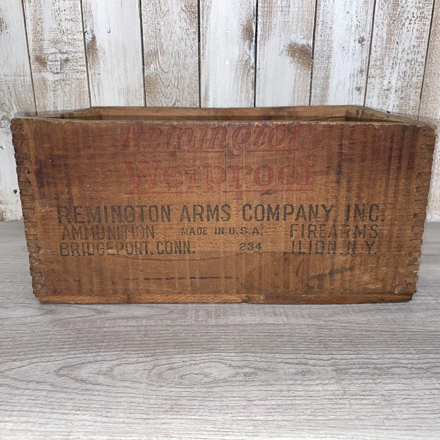 Vintage Ammo Box Wood Crate Remington Kleanbore Wetproof