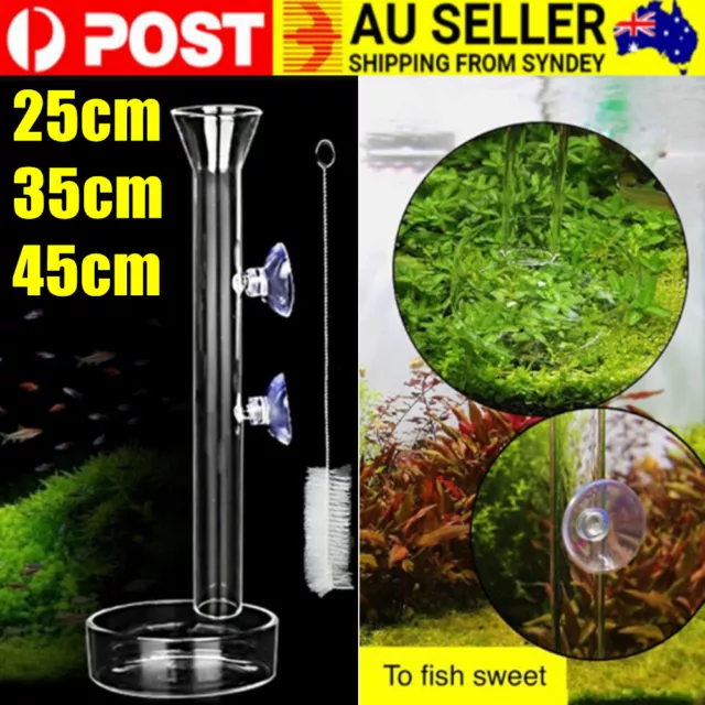 Glass Clear Shrimp Feeding Food Dish Bowl & Feeding Tube for Aquarium Fish Tank