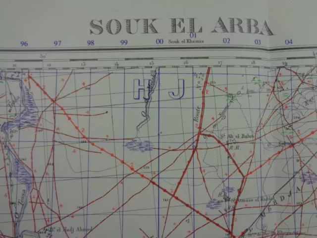 WW2 NORTH AFRICA CAMPAIGN MAP entitled "SOUK EL ARBA" (PARACHUTE REGIMENT RAID)