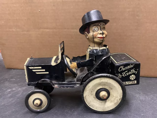 Buggy de gasolina Charlie McCarthy Marx vintage década de 1930 juguete de lata Edgar Bergen