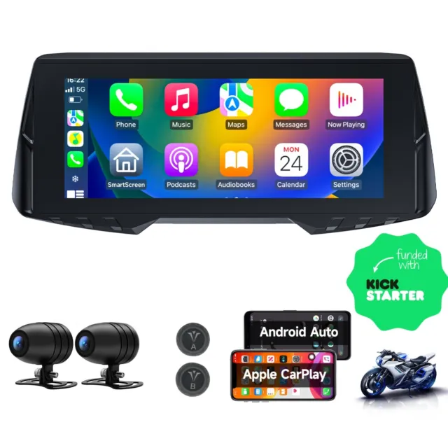 CL876-6.86Inch Motorcycle Navigator Wireless CarPlay Android Auto Waterproof US