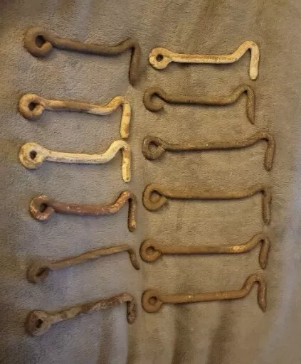 ANTIQUE LOT of 12 HAND FORGED & HAND FORGED TWISTED GATE BARN HOOK LATCHES