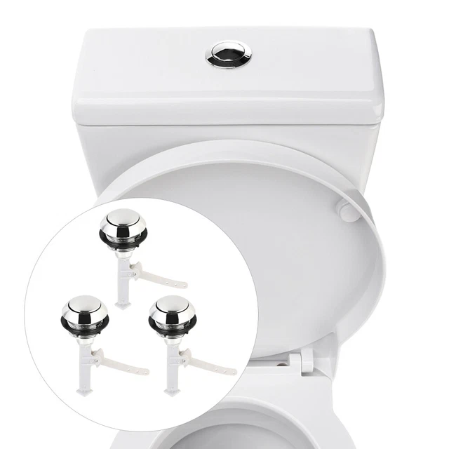 Artibetter 3-Pack Toilet Flush Push Button – Black Water Tank Top Lever With Gold Extender Rod, Universal Fit For Single Flush Toilets